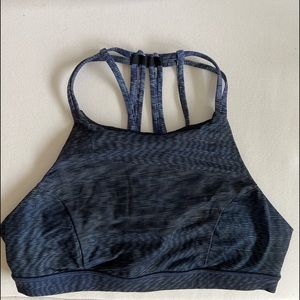 Lululemon high neck heathered blue strappy sports bra SUPER RARE size 10